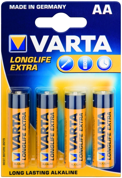 Baterie alcalina LongLife Extra AA (R6) cod 4106 VARTA blister 4